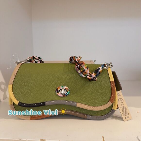 NWT Coach Wavy Dinky Bag Coachtopia Olive Green Leather Crossbody CK540